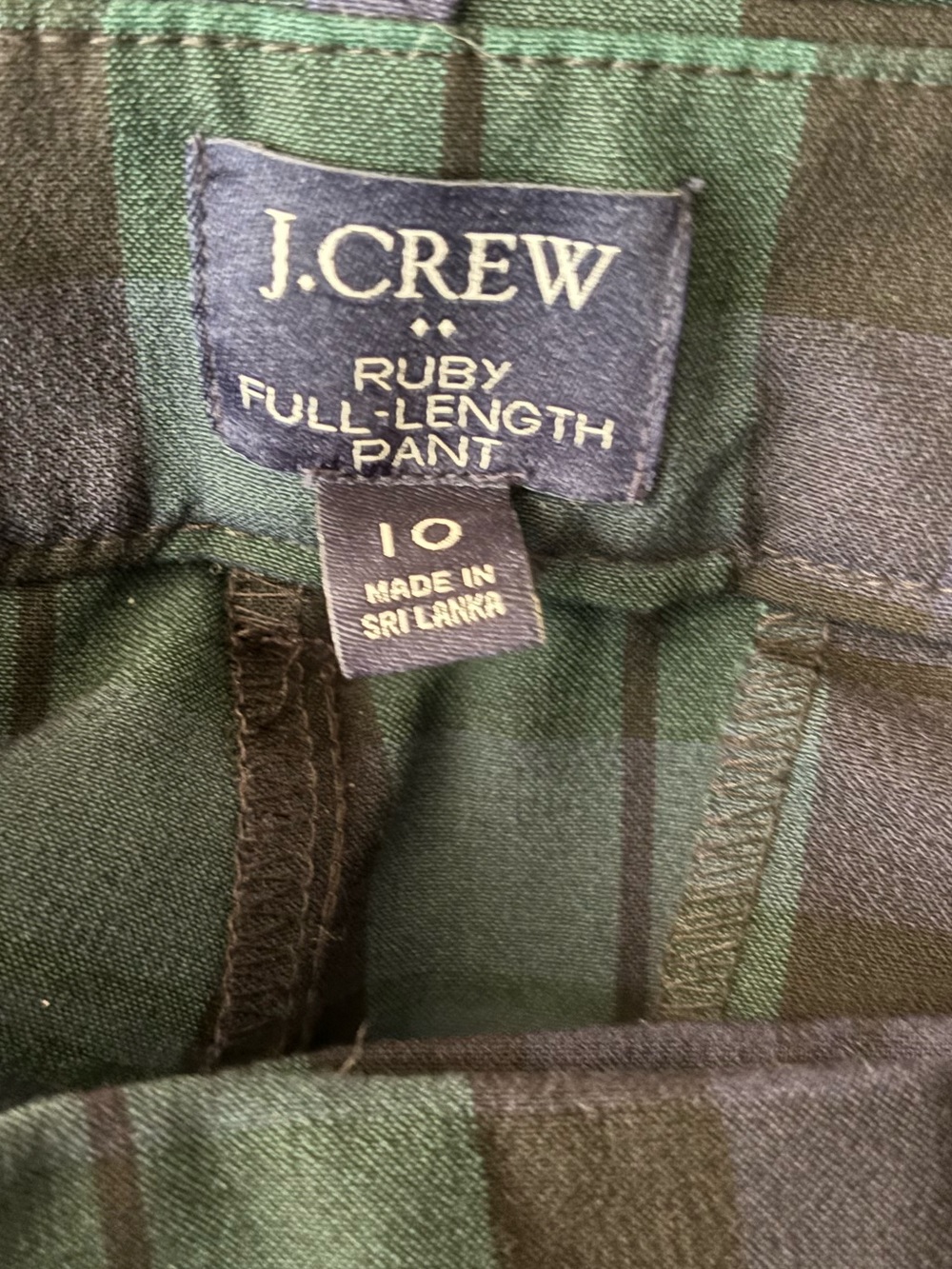 J. Crew Blue Green Plaid Ruby Full Length Pant Size 10 ~ New No Tags - Picture 5 of 7